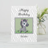 Carte Baby Zebra birthday card for child (Debout devant)