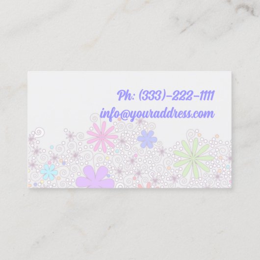 Carte Babysitter Pastel Pastel simple (Dos)