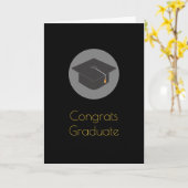 Carte Bac à diplôme noir Congrats Graduate (Fleur jaune)