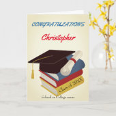Carte Bac de diplôme et livres Félicitations (Fleur jaune)