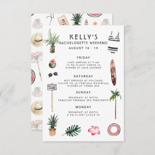 Carte Bachelorette Destination Bikini Beach Brive Bash (Devant / Derrière)