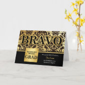 Carte Bachelors Diplôme Faux Gold et Noir (Fleur jaune)