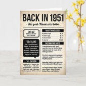 Carte Back in 1951, 75th Birthday Fun Facts Card (Fleur jaune)