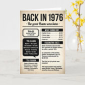 Carte Back in 1976, 50th Birthday Fun Facts Card (Fleur jaune)