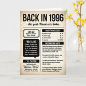 Carte Back in 1996, 30th Birthday Fun Facts Card (Fleur jaune)