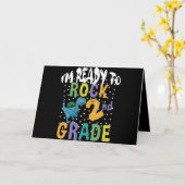 Carte Back to School I'm Ready To Rock 2nd Grade Dino (Fleur jaune)