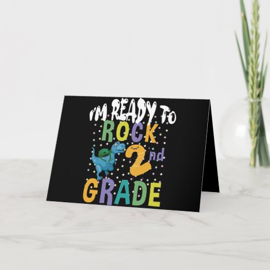 Carte Back to School I'm Ready To Rock 2nd Grade Dino (Devant)