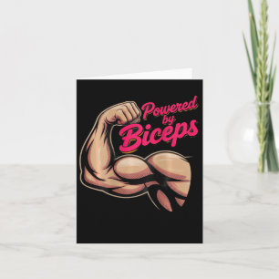 Carte Backprint Funny Gym Humour Biceps Gains Powered By