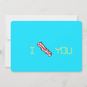 Carte Bacon 8 bits Retro Pixel I Heart You Card