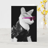 Carte Bad Boy Chat à Shades (Fleur jaune)