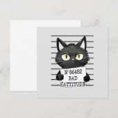 Carte Bad Cattitude - Mugshot de chat noir (Devant / Derrière)