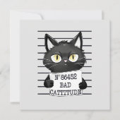 Carte Bad Cattitude - Mugshot de chat noir (Devant)