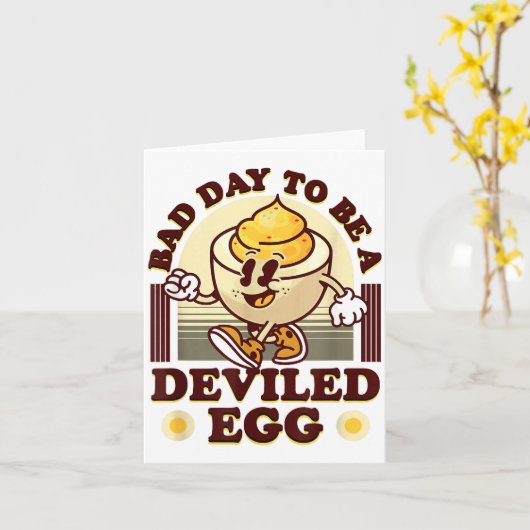 Carte Bad Day To Be A Deviled Egg Funny Thanksgiving Egg (Fleur jaune)