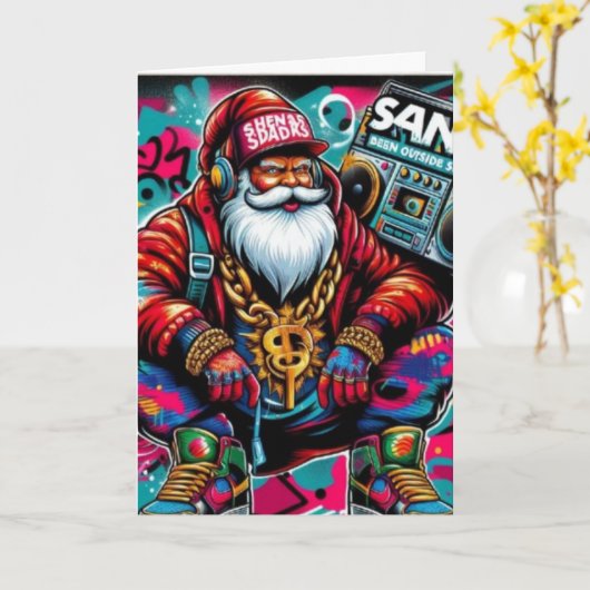 CARTE BAD SANTA CHRISTMAS CARD (Fleur jaune)
