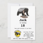 Carte Badass Honey Badger Fearless 18th Birthday Party<br><div class="desc">Les blaireaux de miel savent faire la fête. Ils ont une attitude intrépide et intrépide qui va animer n’importe quelle fête, en particulier un adolescent de 18e anniversaire ou un féministe infidèle qui n’aime pas être appelé miel. Cette invitation amusante est facile à personnaliser pour créer une invitation unique pour...</div>