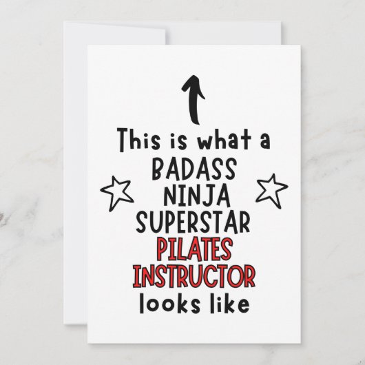 Carte Badass, Ninja, Superstar, Pilates Instructeur (Devant)