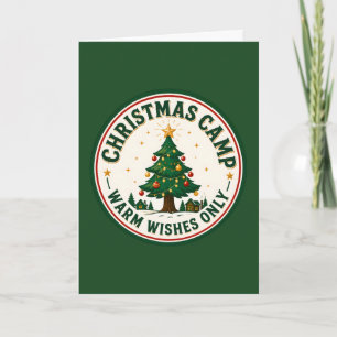 Carte Badge d'arbre de Noël Camp Vintage Vœux chaleureux