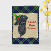 Carte Badge d'Arbuthnot & Noël Tartan Personnalisé (Fleur jaune)