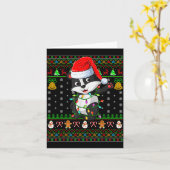 Carte Badger Christmas Lights Funny Santa Ugly Sweaters  (Fleur jaune)