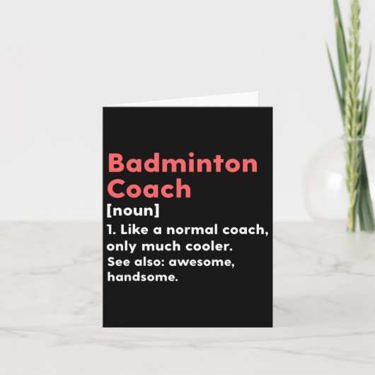 Carte Badminton Coach Définition Funny Trainer Perres ca (Devant)