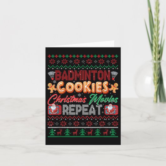 Carte Badminton Cookies Cinéma de Noël Répéter le pull (Devant)