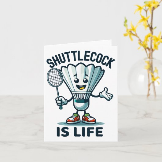Carte Badminton Forever Cartoon Shuttle Et Racket Graphe (Fleur jaune)