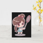 Carte Badminton Girl Comic Style Shuttle Jeu Pour Les Fi (Fleur jaune)