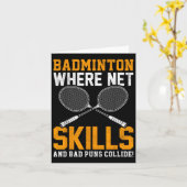 Carte Badminton Net Compétences Mauvais Puns Collide Bad (Fleur jaune)