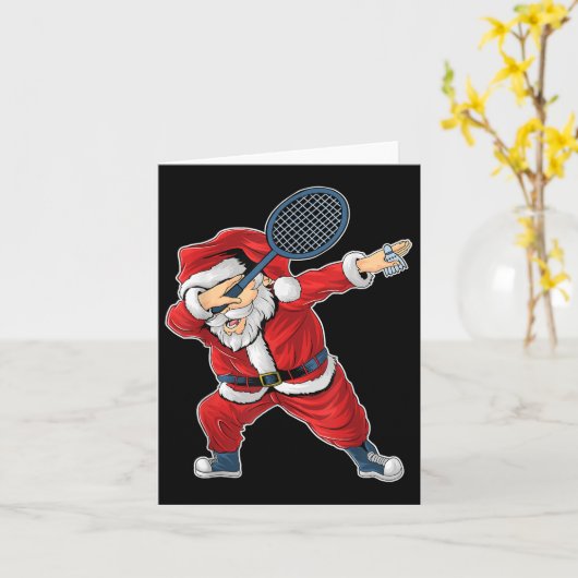 Carte Badminton Noël Dabbing Santa Claus avec Shutt (Fleur jaune)