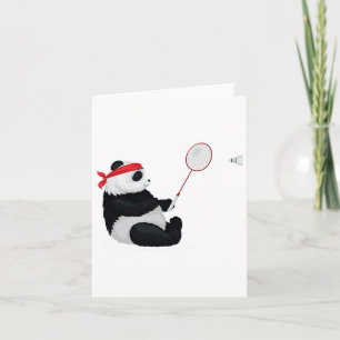 Carte Badminton Panda Funny Sport Sweet Humour Navette A
