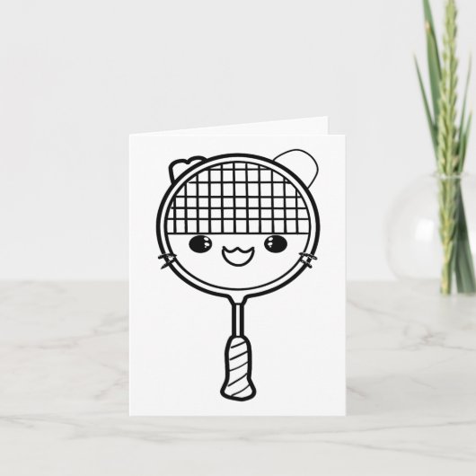 Carte Badminton Racket Cartoon Look Shuttle Jeu (Devant)