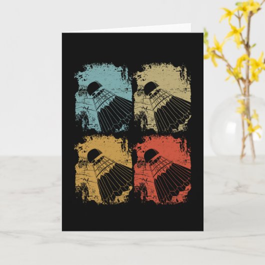 Carte Badminton Retro Vintage (Fleur jaune)