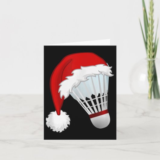 Carte Badminton Santa Hat Sports Noël (Devant)
