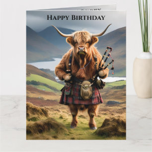 Carte Bagpiper de vache écossaise Highland, Big Bird Car