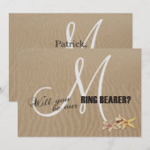 Carte Bague de porte-alliance de plage Sable et étoiles  (Devant / Derrière)