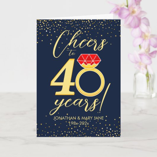 Carte Bague du 40e anniversaire du Mariage (Orchidée)