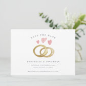 Carte Bague mariage rustique joli rose girly moderne (Debout devant)