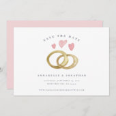 Carte Bague mariage rustique joli rose girly moderne (Devant / Derrière)