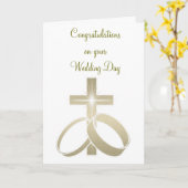 Carte Bagues mariages d'or et croix (Fleur jaune)