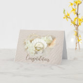 Carte Bagues mariages en coquillage et sable (Fleur jaune)