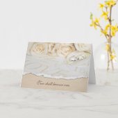 Carte Bagues mariages sur pétale rose (Fleur jaune)