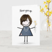 Carte Baguette mignonne fille en robe Denim (Fleur jaune)