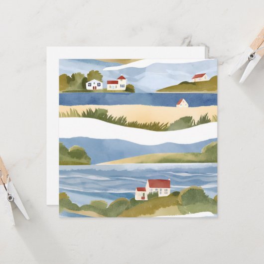 Carte Baie de Cape Cod | Aquarelle côtière océanique (Devant/Arrière en situation)