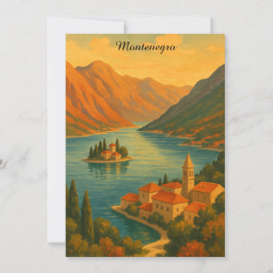 Carte Baie de Kotor Monténégro Publicité Vintage Côte Ad