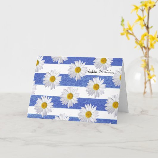 Carte Baies blanches d'anniversaire sur bande (Fleur jaune)
