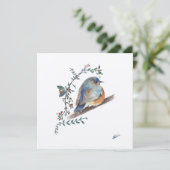 Carte Baies d'aquarelle Bleue Bleu Art verdoyant (Debout devant)