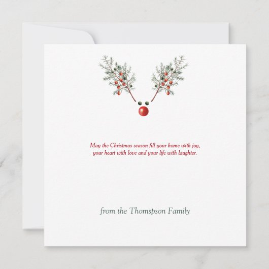 Carte Baies de pin à nez rouge Noël (Dos)