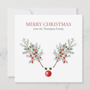 Carte Baies de pin à nez rouge Noël