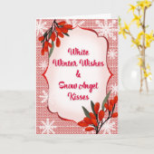 Carte Baies d'hiver Blanche Voeux d'hiver Baisers d'ange (Fleur jaune)
