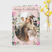 Carte Baies roses mignonnes Bleu Vert Photo Noël (Fleur jaune)